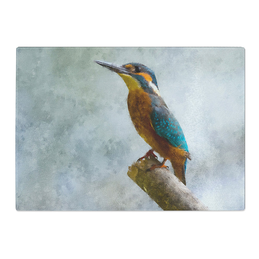 Tempered Glass Graceful Kingfisher Bird Chopping Board