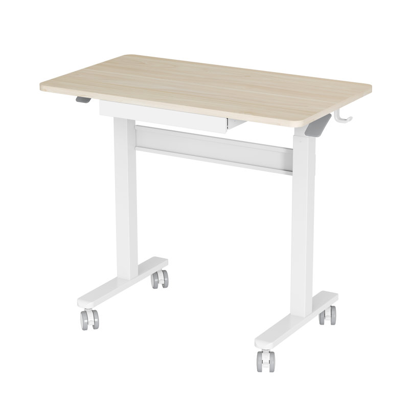 Adjustable Standing Desk, Light Oak/White