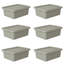 Lot de 6 bacs à viande de 51 x 38 x 18 cm (9 gallons) en plastique gris de qualité alimentaire avec couvercles. Contenants robustes et utilitaires pour la vaisselle, la préparation en cuisine et l'entreposage en restauration.