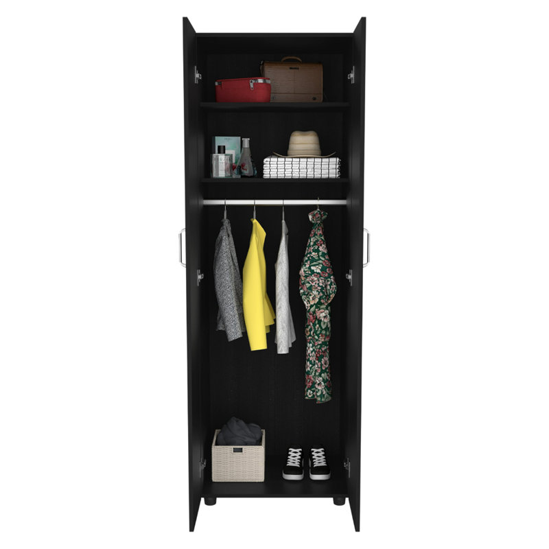 Armoire London, deux tablettes, tringle, armoire double porte, chambre à coucher, Naturel