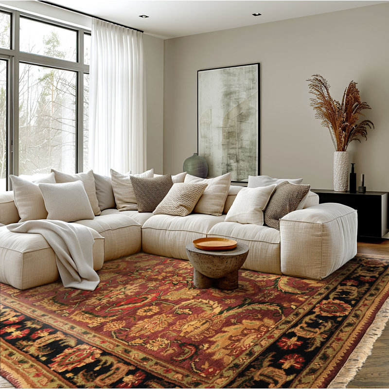 Tapis traditionnel en laine noué à la main 5 pi 11 po x 8 pi 10 po Agra