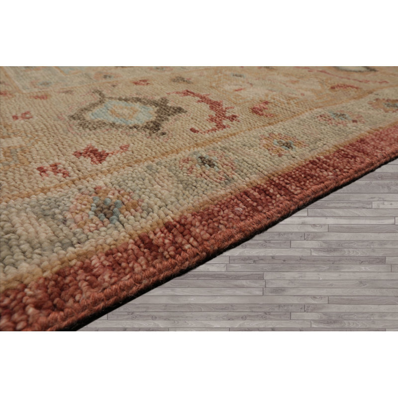Tapis traditionnel rouille en laine noué à la main en plusieurs tailles, Rectangle 10 pi x 14 pi