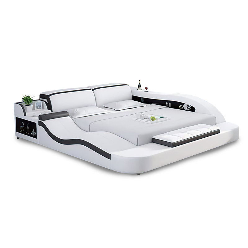 Assael Upholstered Sleigh Storage Bed, Queen, White