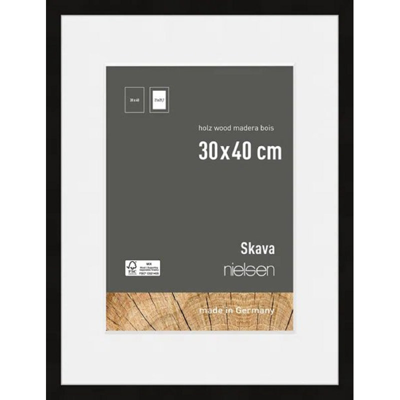 nielsen Skava Wooden Picture Frame, Black, 40cm H x 40cm W x 2cm D