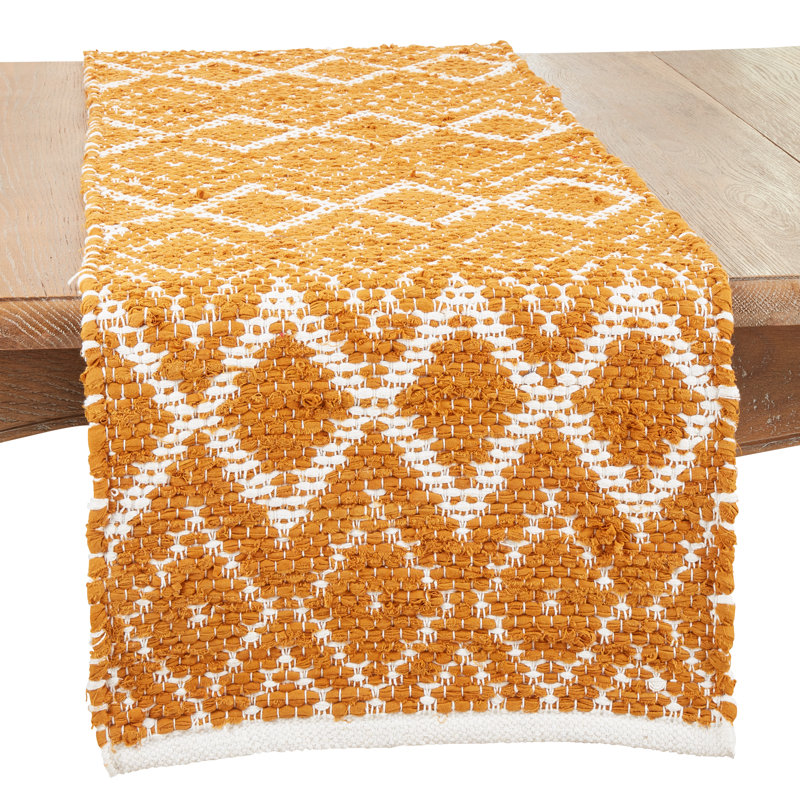 Diamond Weave Chindi Table Runner, Gold