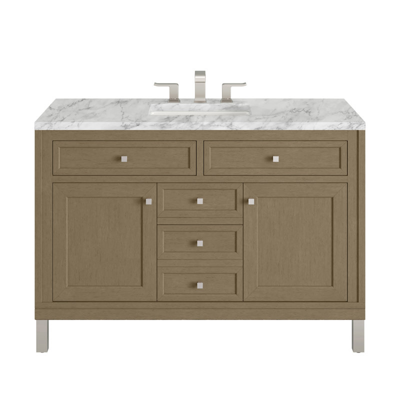 Chicago 48 in. Single Vanity, Walnut Whisper, Carrara White, 8" Widespread