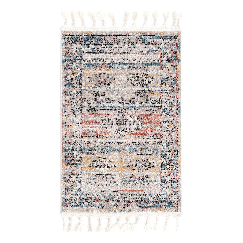 Tapis rouge / bleu / jaune Iroda, Rectangle 2 pi x 3 pi 1 po