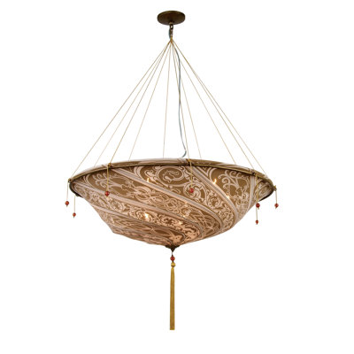 Luminaire suspendu bol en tissu 9 lumières Traditional
