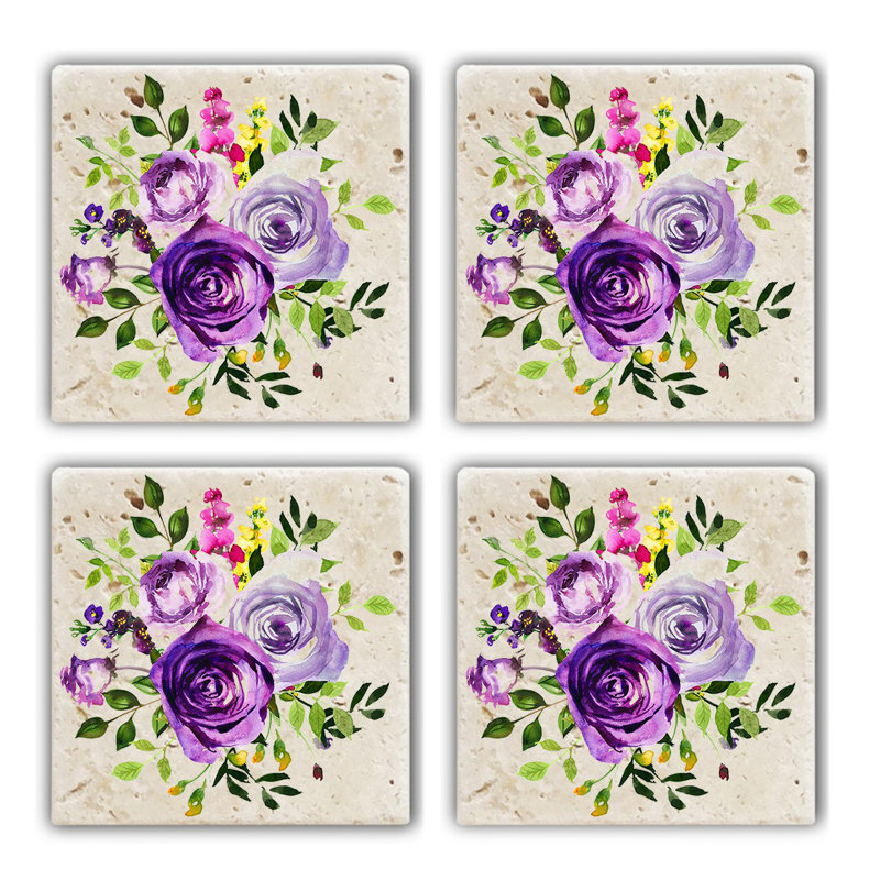 Premium Natural Stone Glass Mat Set (4 Pieces), 3.9 x 3.9 x 0.4 inches | 100% Natural Stone for Durability & Elegance | Perfect for Protecting Surfaces, Ideal for Home & Office Use, Stylish & Functional Design