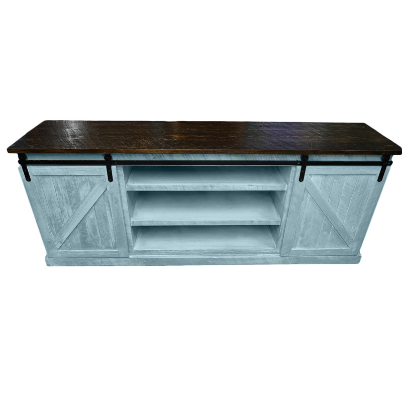 Meuble télé 80 pouces Farmhouse, Aqua captivant, H 32 po x L 18 po x l 80 po