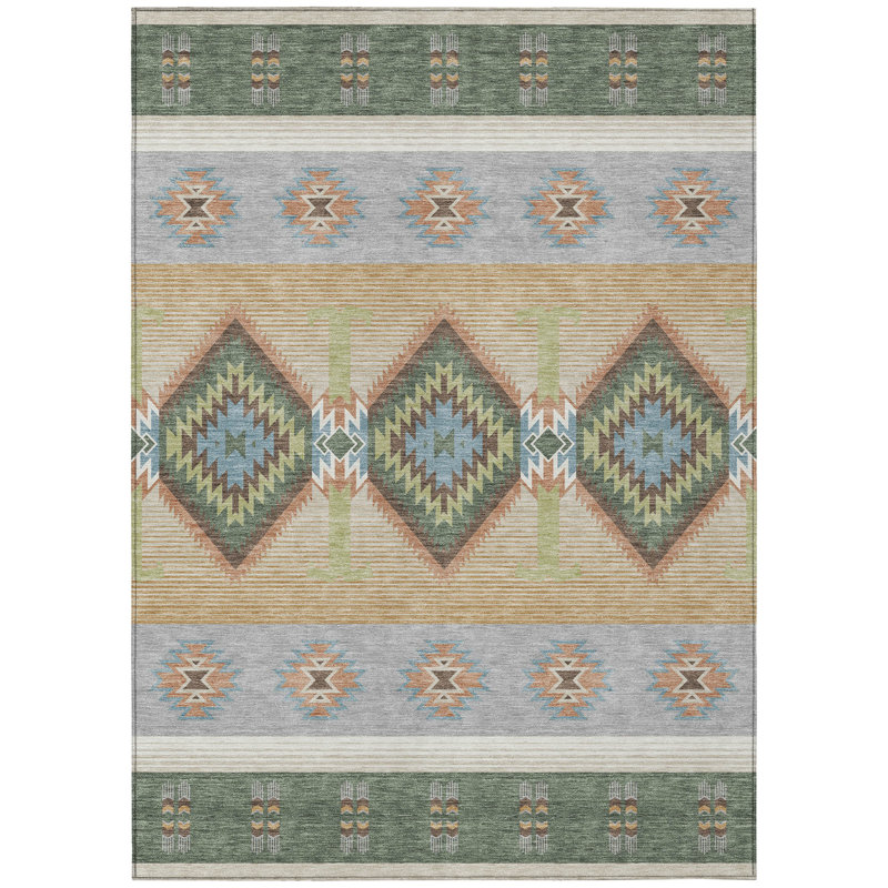 Machine Washable Indoor/Outdoor Chantille ACN2541 Lodge Rug, Basil, Rectangle 5' x 7'6"