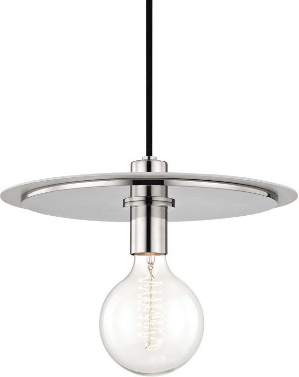 Luminaire suspendu moderne en nickel poli / blanc Mitzi H137701L-PN-WH
