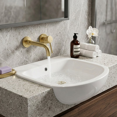 TJAB1904 Single-Handle Wall Mounted Bathroom Faucet in Brushed Gold