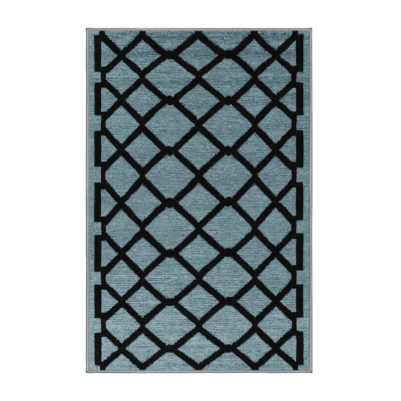 Machine Washable Trellis Gray Area Rug, Rectangle 5' x 8'