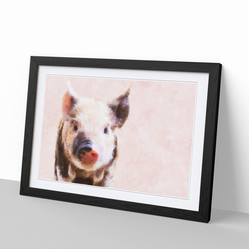 Pig - Framed Print, 27cm H x 36cm W x 2cm D, Black Framed