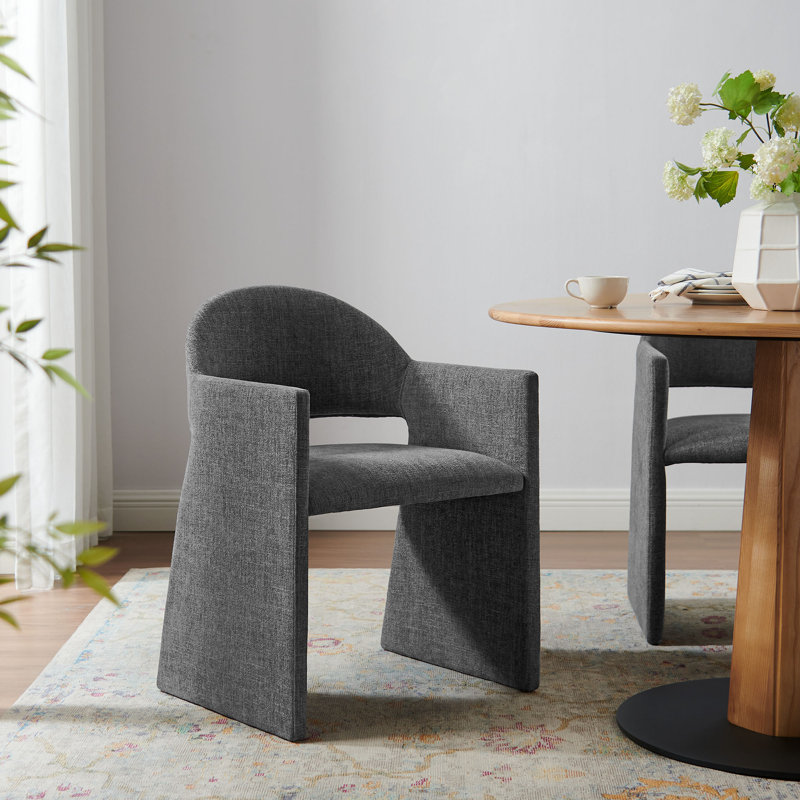 Fauteuil de salle à manger rembourré Talia, Gris anthracite