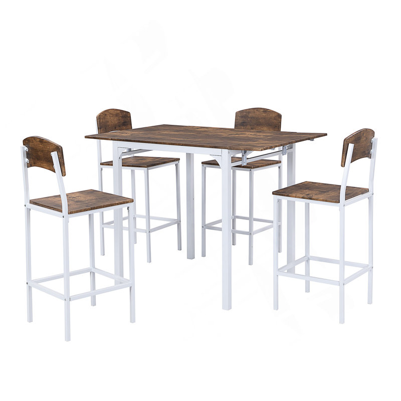 Ensemble de table de salle à manger à abattant à hauteur de comptoir 5 pièces Farmhouse avec chaises confortables pour petits espaces