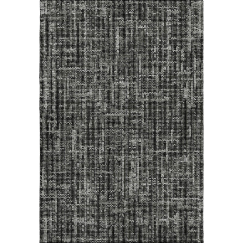 Premium Machine Washable Mayfield AMF2130 Striped Rug, Charcoal, 9' x 12'