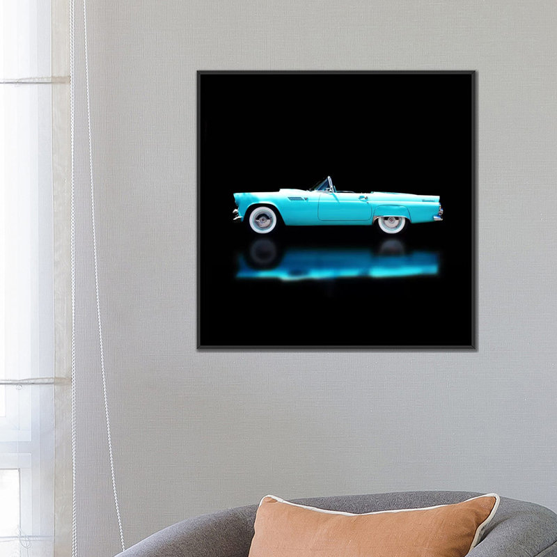 « 1956 ford thunderbird convertible », reproduction de photo sur toile, Toile avec cadre noir, Pas de tapis