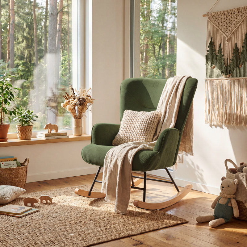 Rocking Chair, Corduroy, Green