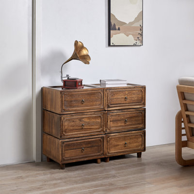 Commode modulaire en bois massif à 2 tiroirs l 38 po A livraison (ensemble de 3)