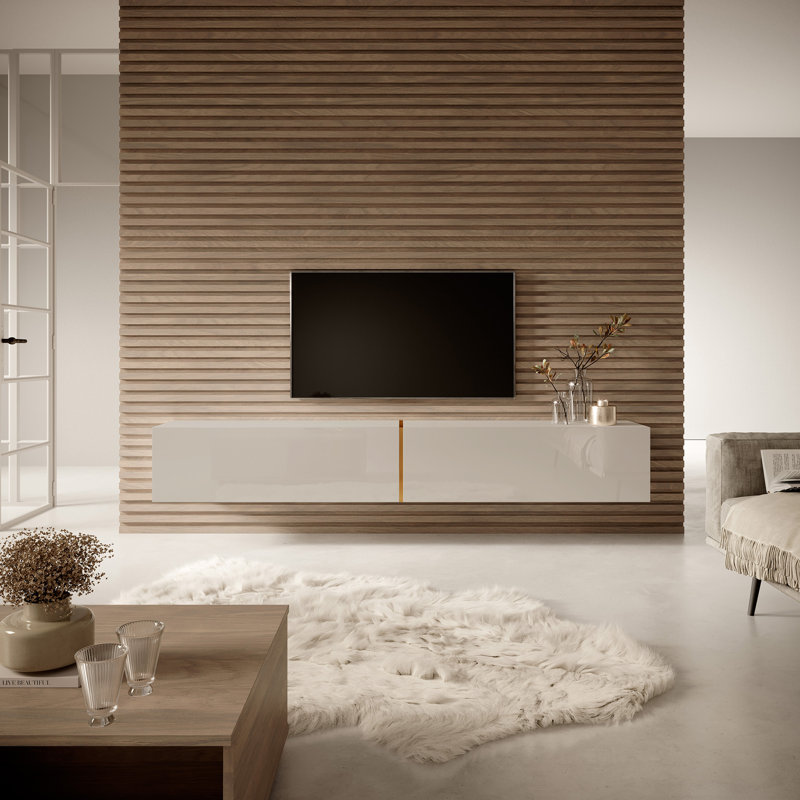 Melicent Unfinished Floating TV Stand for TVs up to 75", Grey/Gold