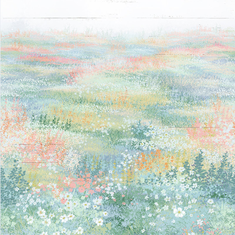 «Pastel Meadow», impression sur toile tendue à motif floral, H 12 po x l 12 po