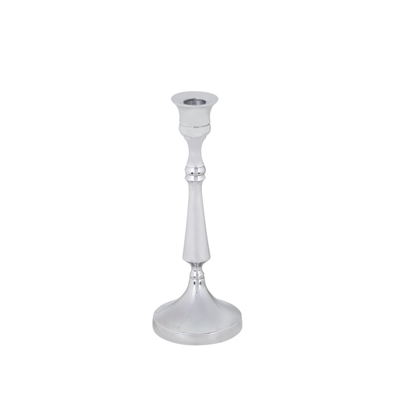 Aspen Creative 16305-11, porte-bougie massif en aluminium nickelé, support de table décoratif pour mariage, repas, fête, décoration intérieure, diamètre de 3 3/4 po x 9 3/4 po de hauteur