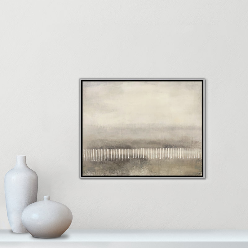 Équilibre équilibré I - Version paysage par Irena Orlov, Toile avec cadre, Flottant argent, L 29,5 po x H 23,5 po