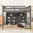 Full Size Loft Bed with 8 Open Storage Shelves and Built-in Ladder-891343889