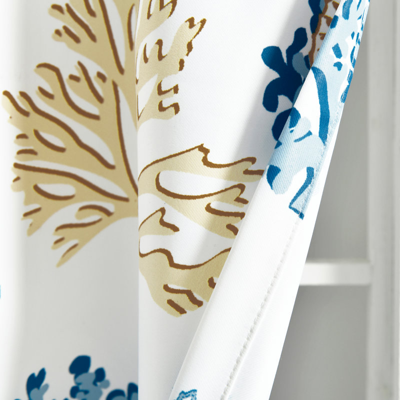 Blue Coral Polyester Blackout Window Panel Set with Grommets