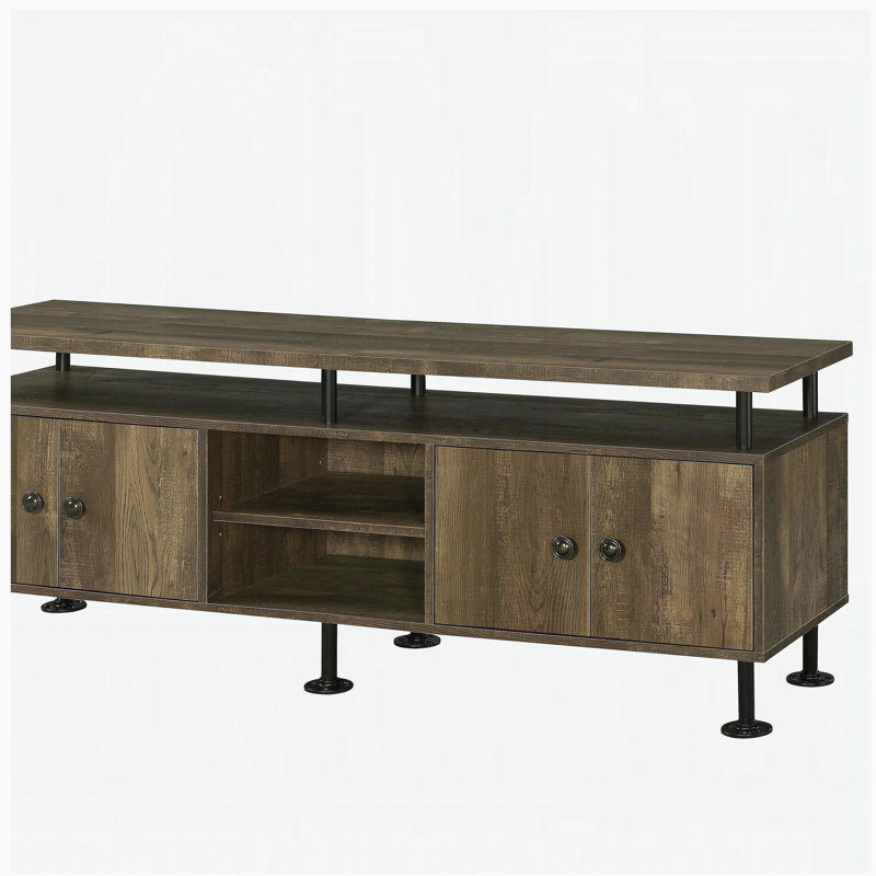 Retro Oak Black 2-Shelf Console