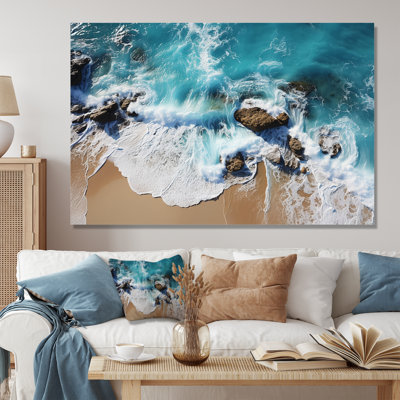 Skyblue, vagues côtières aériennes V - art mural plage