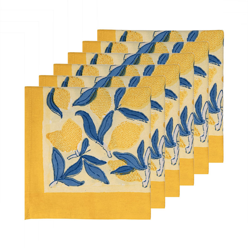 Lemon Tree Cotton Square Beaded Napkins