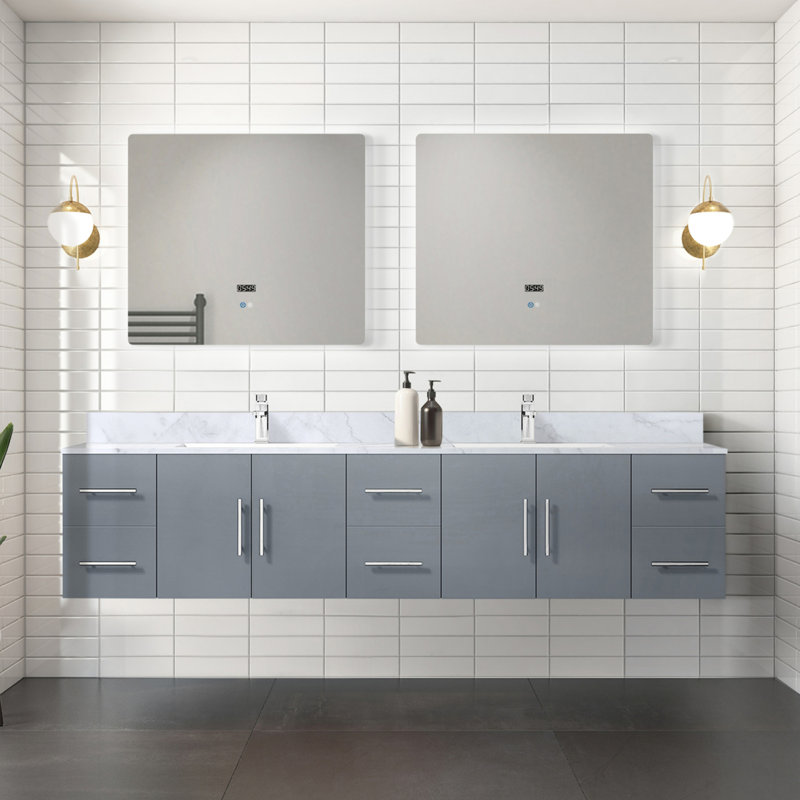 Meuble-lavabo double gris foncé 84 po X P 22 po D et 36 po Miroirs à DEL, Gris foncé