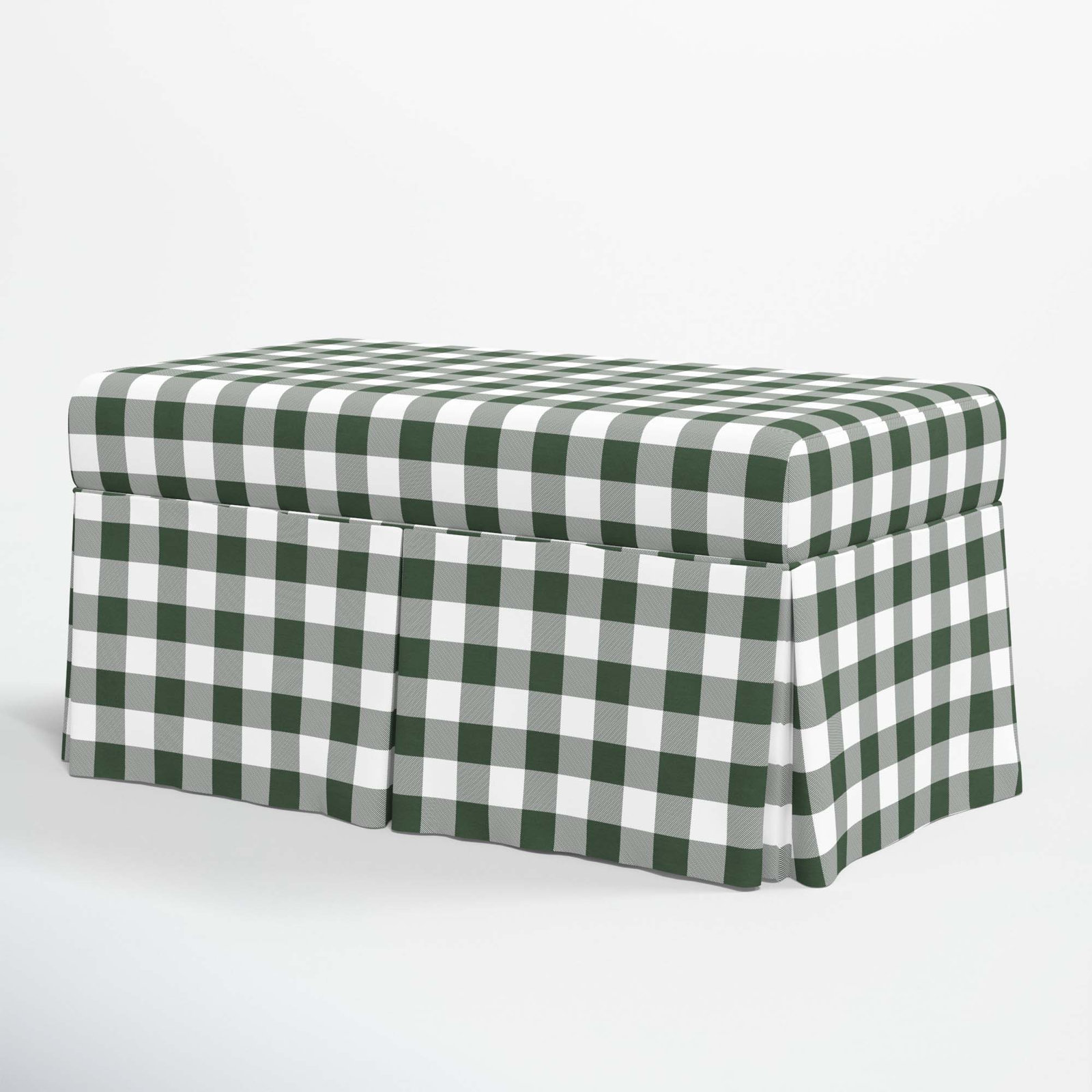 Chaplin Storage Bench, Classic Gingham Evergreen