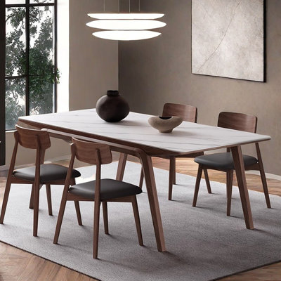 Modern Wood & Rock Slab Dining Table