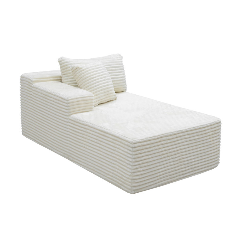 White Minimalist Foam Lounge Single Seat Sofa - No Assembly Required (27.6 x 35.5 x 25.6 inches), Left Hand Facing
