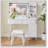 Modern Makeup Vanity Desk With LED Lights & Mirror, 4 Drawer Dressing Table Set With Stool, 3 Colors Dimmable Brightness, Space-Saving For Bedroom-1793192730