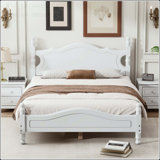 Full Size Retro Platform Bed with Wooden Slat Support
