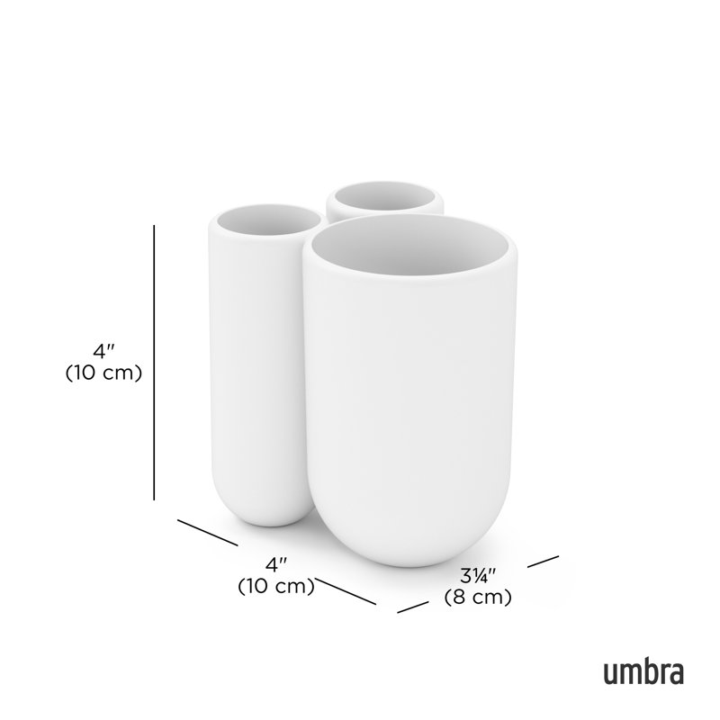 White Round Plastic Toothbrush Holder with Compartments