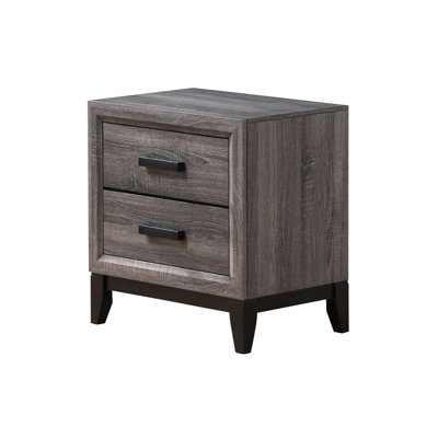 Grey Nightstand With 2 Drawers For Bedroom, Centre Glide Construction Procedure Mirage