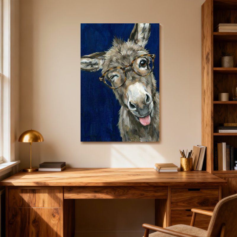 Animaux avec des ânes et des lunettes, H 16 po x l 24 po