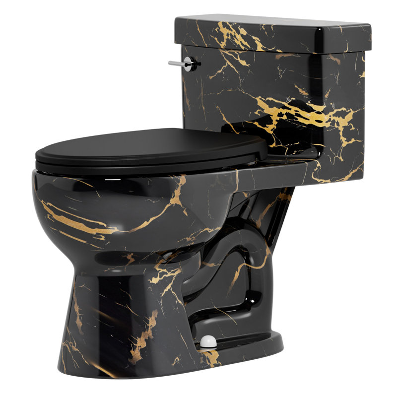 Elongated One-Piece Toilet With Round Base, ADA Comfort Height Toilet, 1.28 GPF Rim Jet Flush, Luxury Toilet, 12'' Rough-In