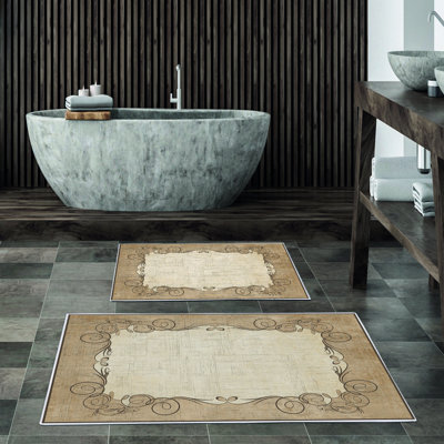 Luxurious Bathmat Set (2 Pieces), 100% Polyester, Non-Slip, Antibacterial | Dimensions: 19.7 x 23.6 inches & 23.6 x 39.4 inches | Ultra-Absorbent, Easy Clean Fabric, Machine Washable at 86°F | Perfect for Bathroom or Spa