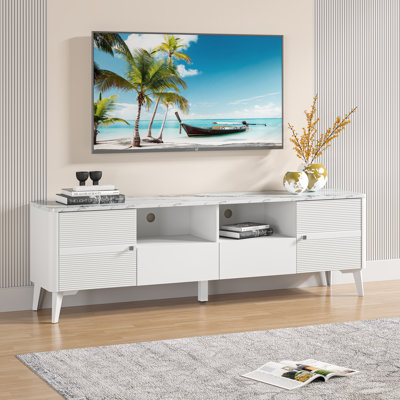 Meuble télé avec plateau en faux marbre Ikesha
