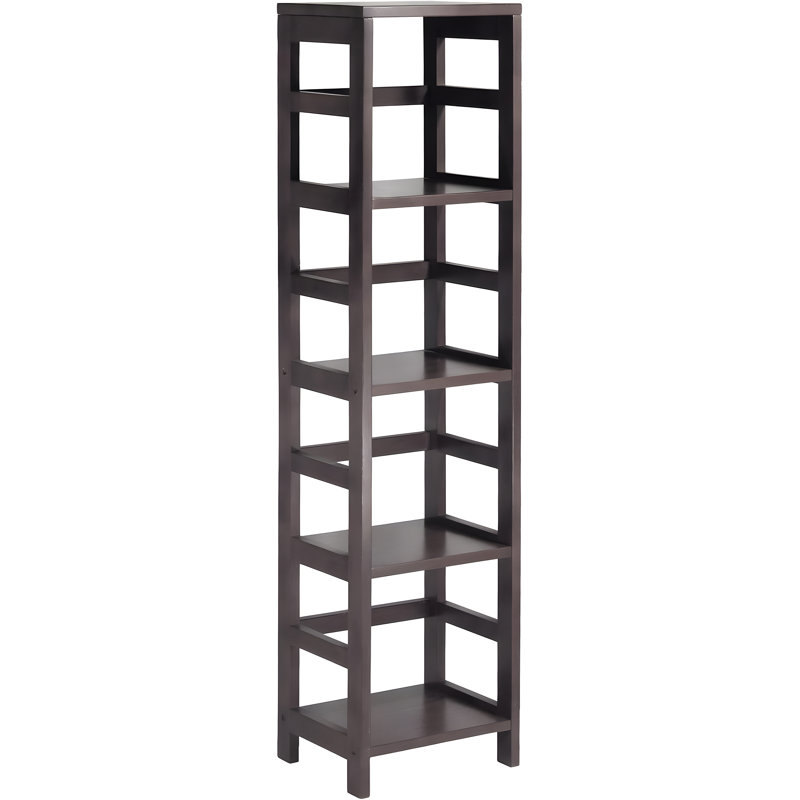 Winsome Wood 4-Section Storage Shelf With Foldable Fabric Baskets, Open Airy Design, Solid And Composite Wood Construction