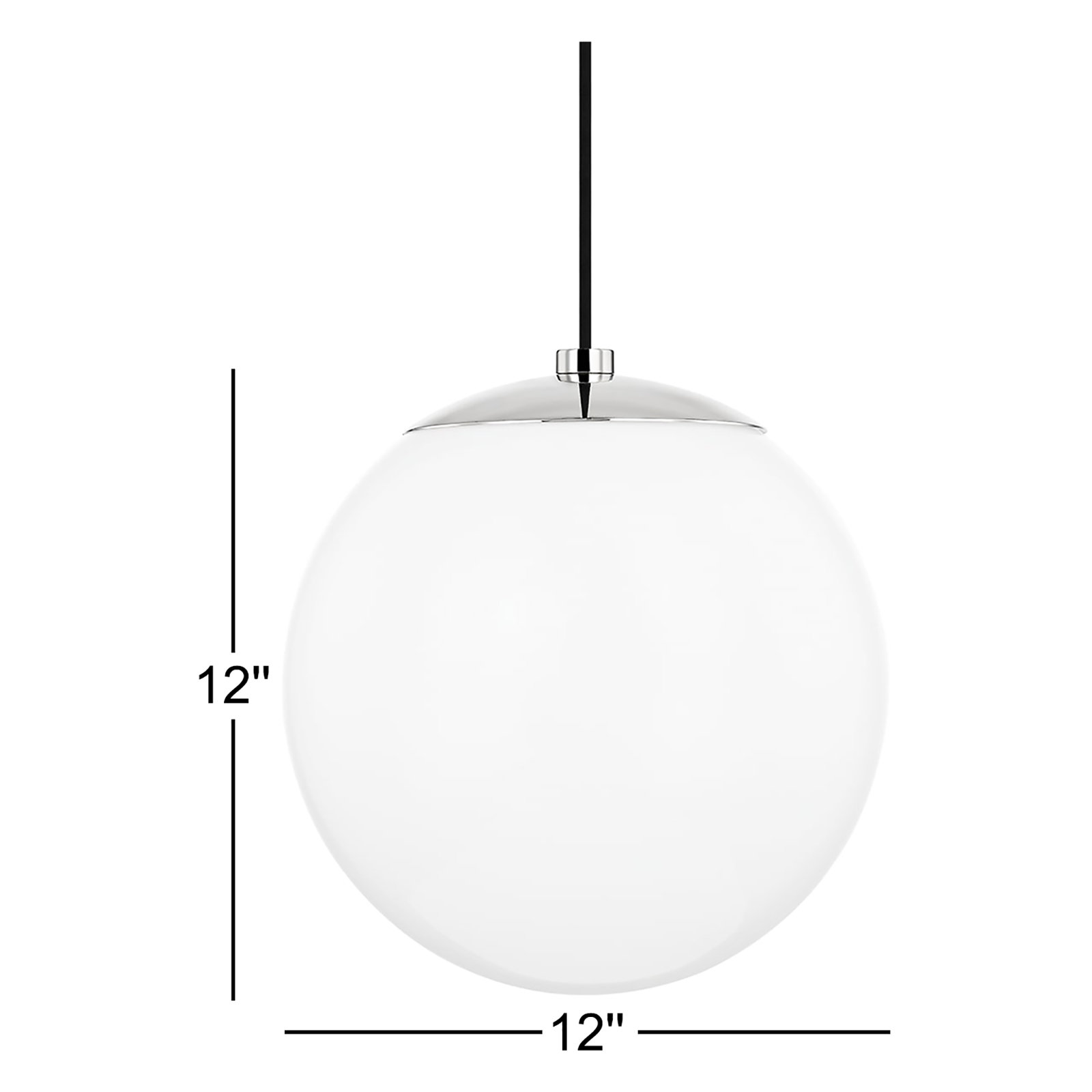 Luna Single Light Glass Steel Pendant, Polished Nickel