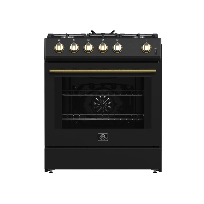 Cuisinière au gaz 30 po Leonardo, 5 brûleurs, 39 500 BTU, four à convection 5 pi³, Noir