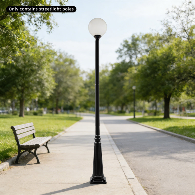 Outdoor Heavy Duty Metal Lamp Post With Ground Cage, 149.6" H x 10.63" W x 10.63" D